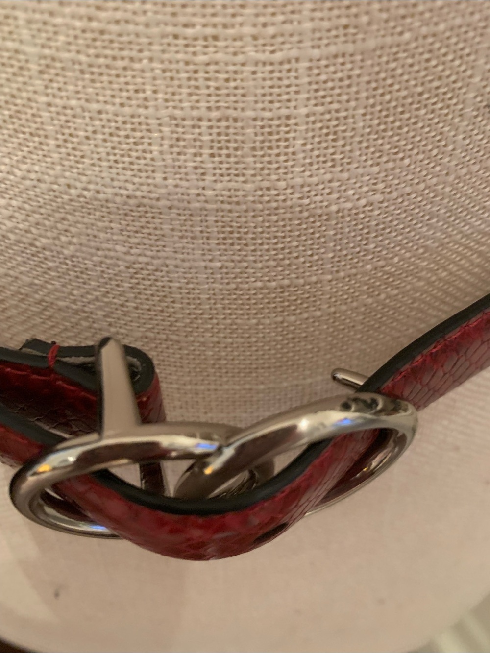 LEATHER PYTHON PRINT SILVER CIRCLE BELT EXCELLENT CONDITION! - Picture 7 of 7